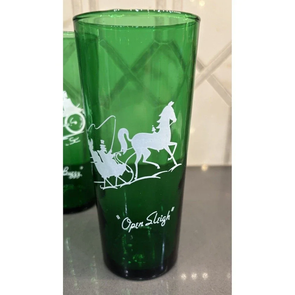 Vintage 1950's - 1960's Anchor Hocking Green Highball Glasses -  Mix & Match